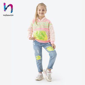 Fleece Sweatshirts Sequin Pockets Hoodie Pullover